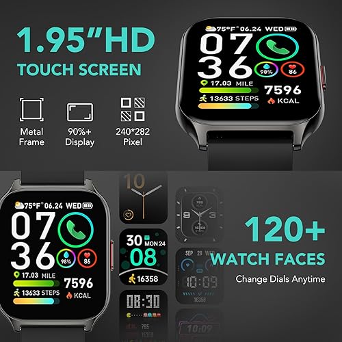 Miniatura 6 de SKG Reloj inteligente para hombres y mujeres (respuestahacer llamadas) 1.95 pulgadas Smartwatch para Android iPhone, 123+ rastreador de fitness