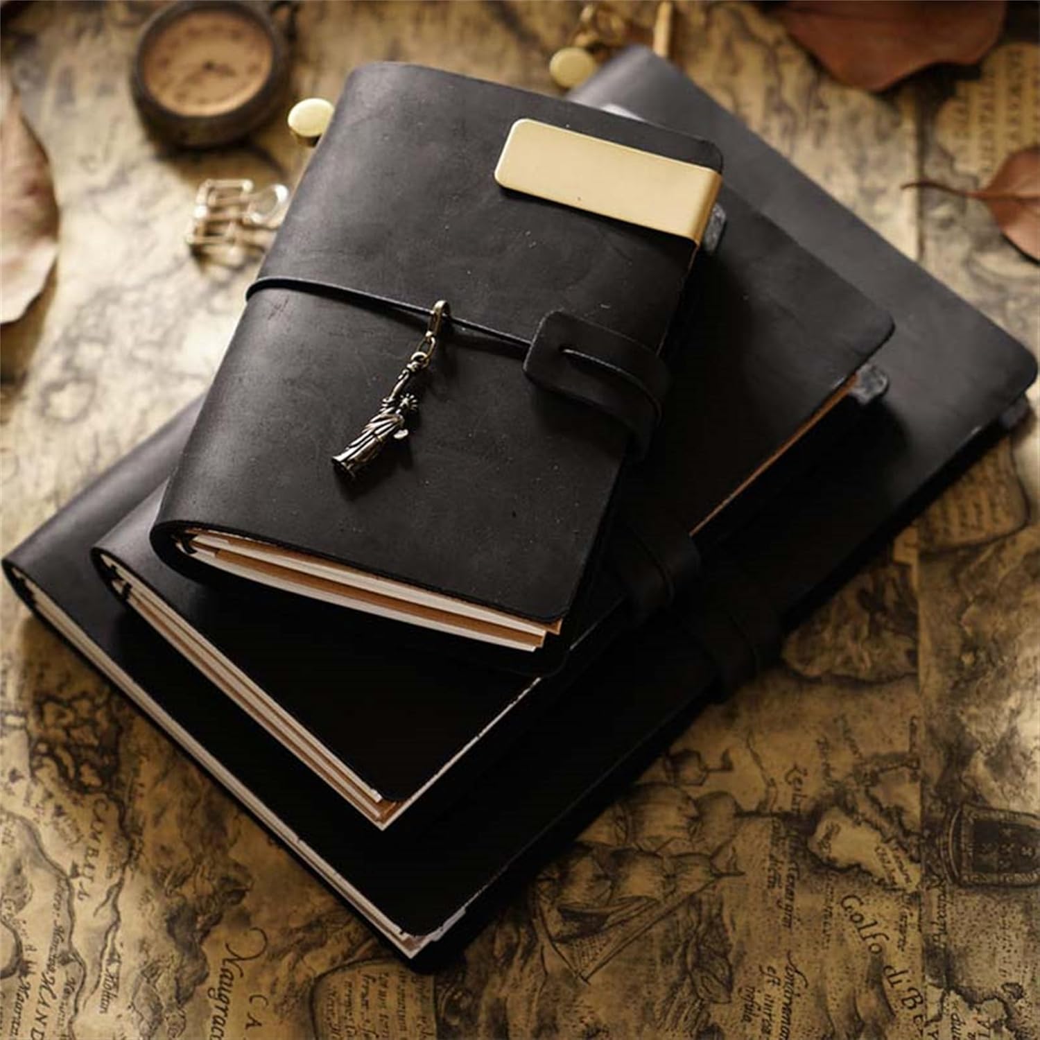 Genuine Leather TN Travel Notebook Protective Cover Journal Sketchbook Planner Agenda Diary Personal Organizers Noteboo (Black Passport)