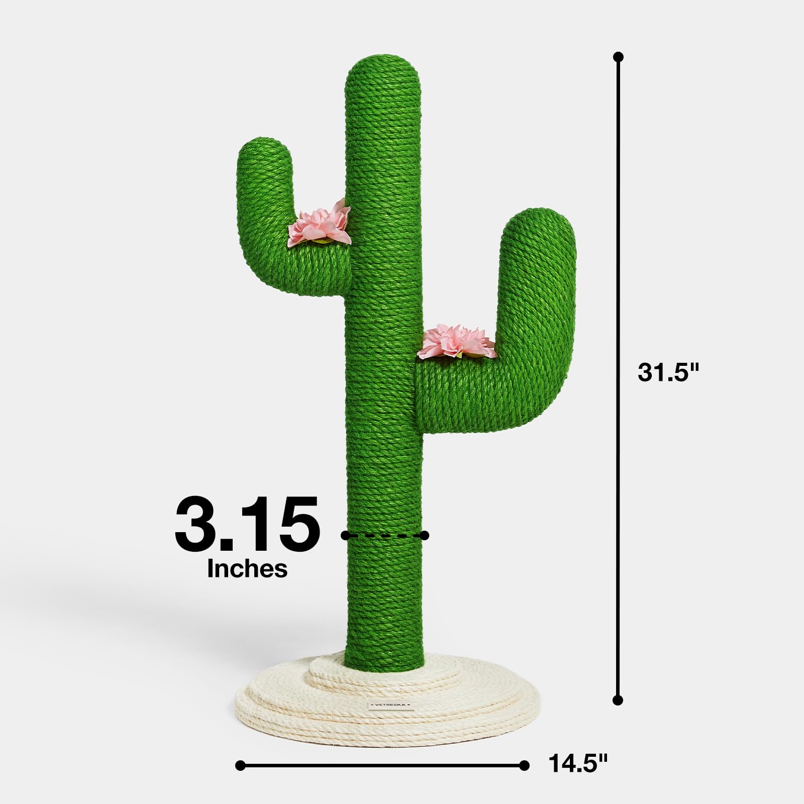 VETRESKA Griffoirs pour Chats d'intérieur Griffoir pour Chat en Forme de Cactus Corde de Jute, 80 cm de Haut Vert Griffoirs verticaux pour Chats en Forme de Cactus Protègent Les Meubles