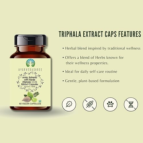 Miniatura 5 de Extracto de Triphala 500mg - 60 cápsulas vegetarianas  Extracto de Amla, Baheda y Harad   Todo natural  100% vegano  Sin gluten  Certificado GMP.