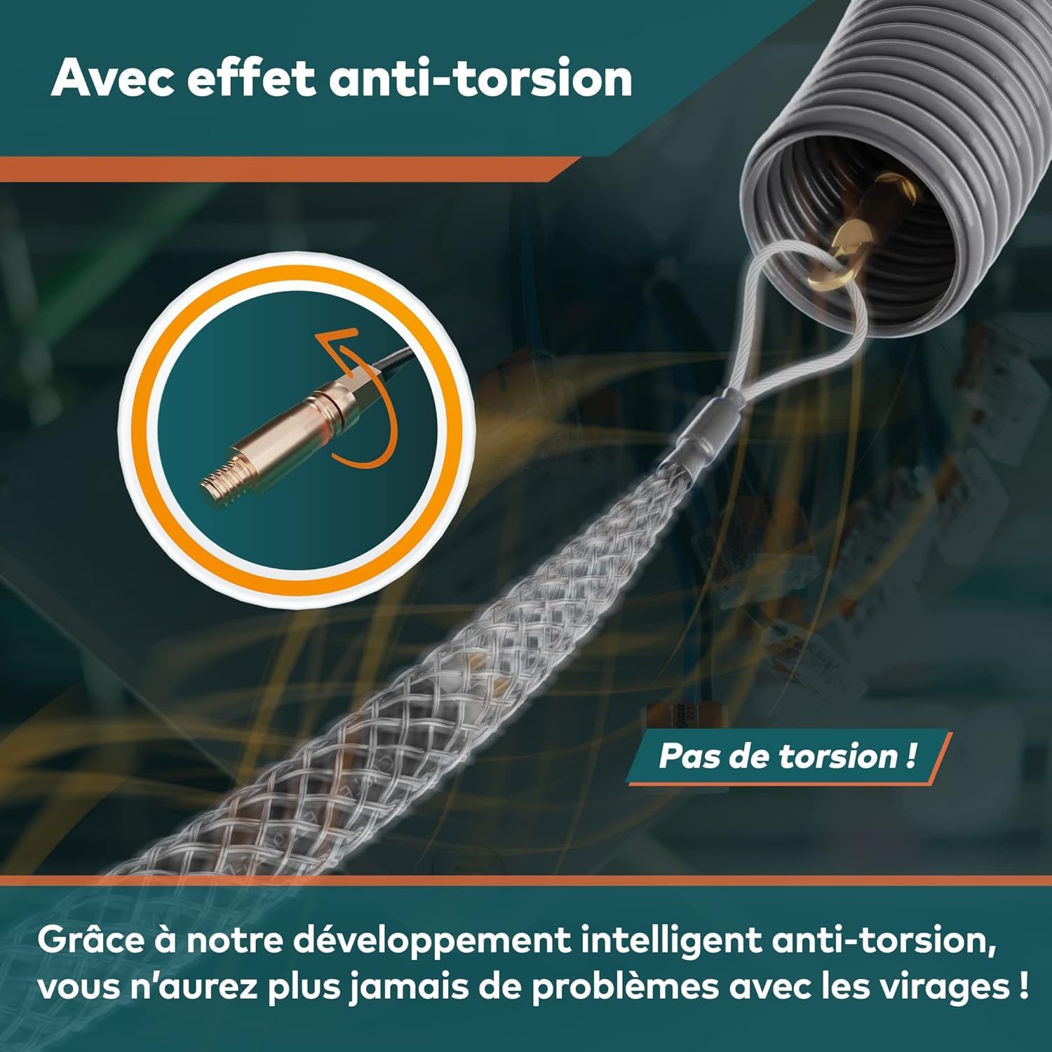 Die durchdachte Einziehspirale 30M für Leerrohre von FAIRMO - 4mm PET Zugdraht inkl. 5 Adapter - Kabeleinziehhilfe bruchsicher zum Ziehen - Einziehfeder für effektives Arbeiten - Einzugshilfe Kabel