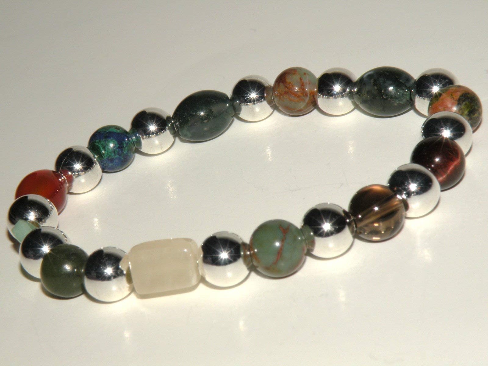 Pregnancy/Fertility Natural Gemstone Healing Bracelet with Silver Beads stretch
