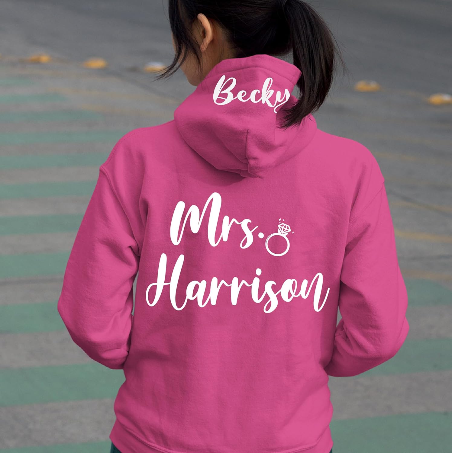 TEEAMORE Custom Womens Full-Zip Hoodie Sweatshirt Wedding Anniversary Bachelorette Bridal Shower - Image 2