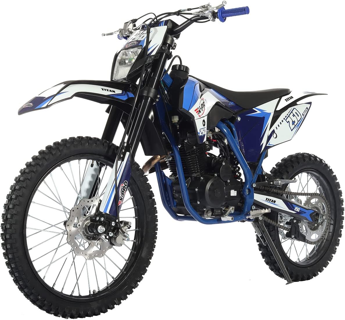 X-PRO 250cc Dirt Bike Zongshen Brand Engine, 5-Speed Manual Transmission, Electric/Kick Start! Big 21"/18" Wheels! (Blue)