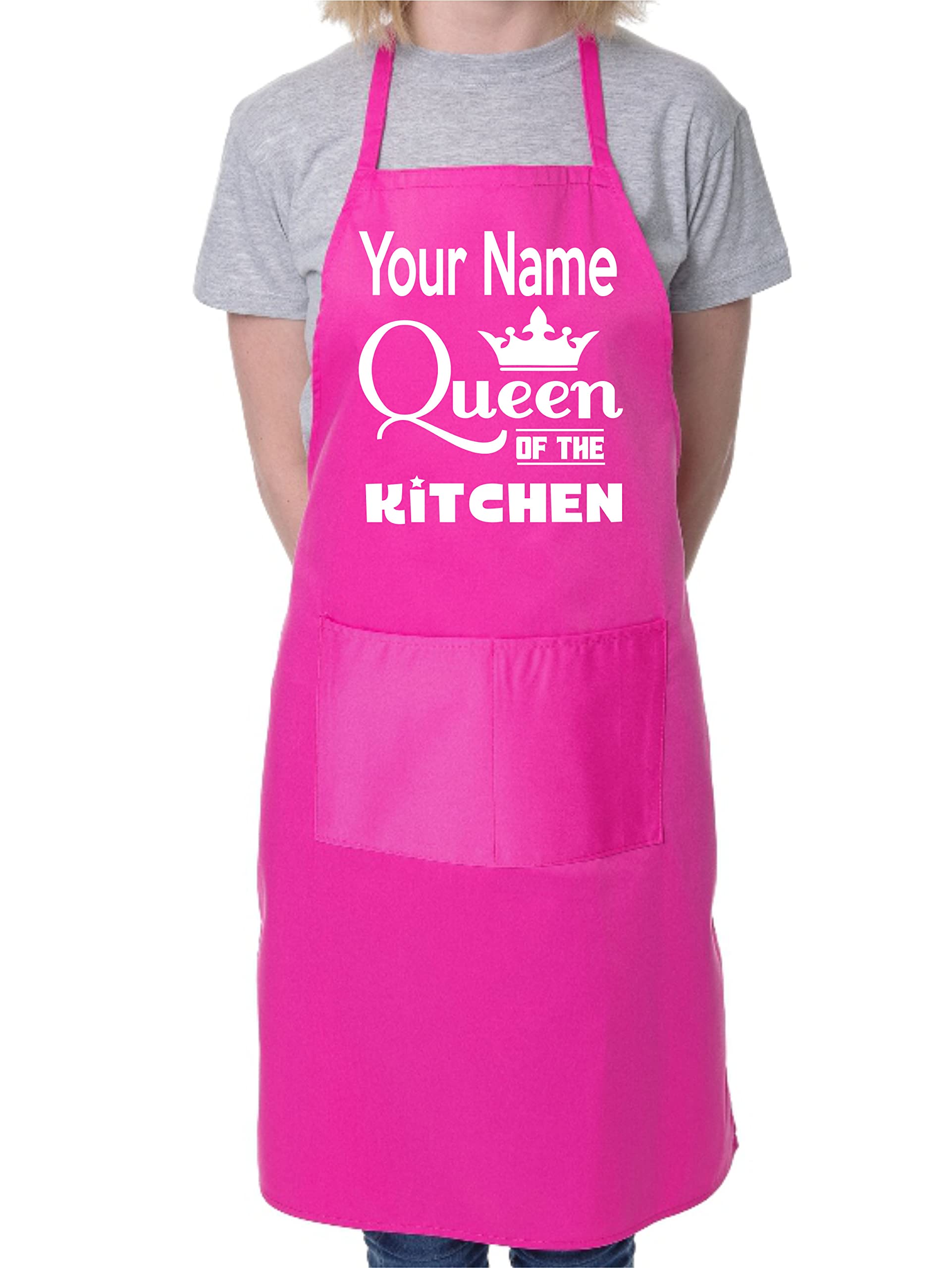 Print4u Pink Queen Of The Kitchen Put Your Name Here Personalised Chef Bbq Apron