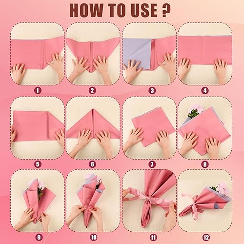 Miniatura 3 de LUTER 20 hojas de papel de regalo de flores, 22.8 x 22.8 pulgadas, papel de regalo de ramo floral de doble cara, papel de embalaje de flores para