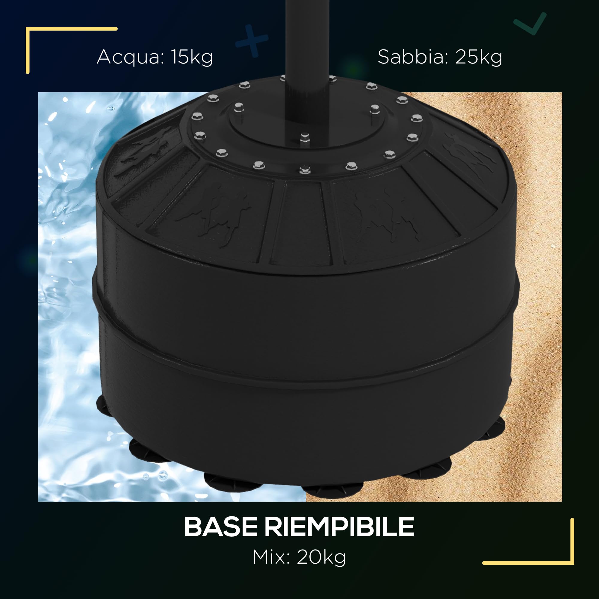 SPORTNOW Punching Ball da Terra, Palla da Boxe con Barra Girevole per Allenamento Boxe Adulti, Altezza Regolabile 1.6-2m, Nero