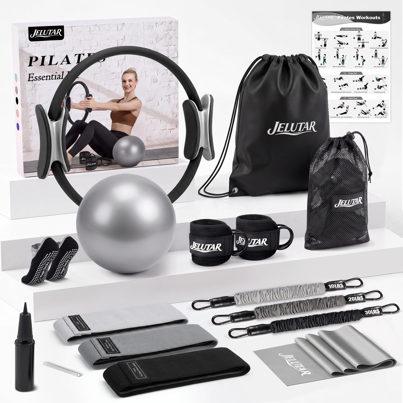 Amazon.com: JELUTAR Pilates Kit for Women Home Workout, Pilates