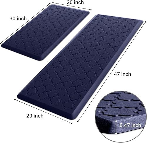 Miniatura 63 de Tapete de cocina [2 piezas] acolchado antifatiga, impermeable, antideslizante, ergonómico, cómodo, tapete de pie para cocina, suelo, oficina, Gris