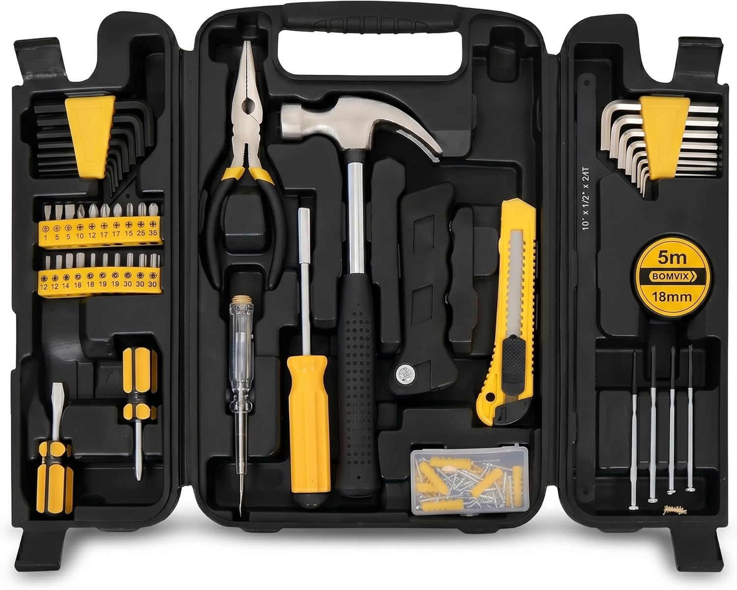 Kit de Ferramentas com 200 Peças e Maleta Organizadora, Jogo Completo para Reparos Domésticos, Manutenção e Projetos, Qualidade Profissional