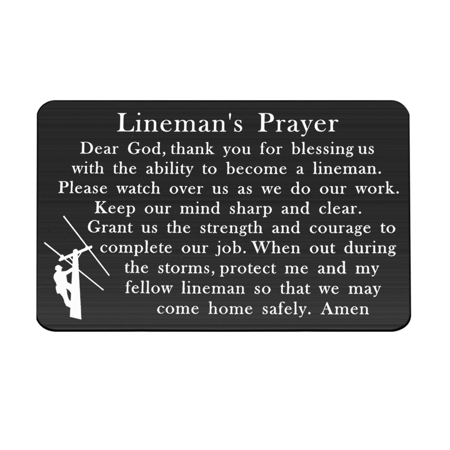 FEELMEM Lineman Gift Lineman Prayer Wallet Insert Gifts for Him Husband Dad Uncle Electric Cable Be Safe (black)