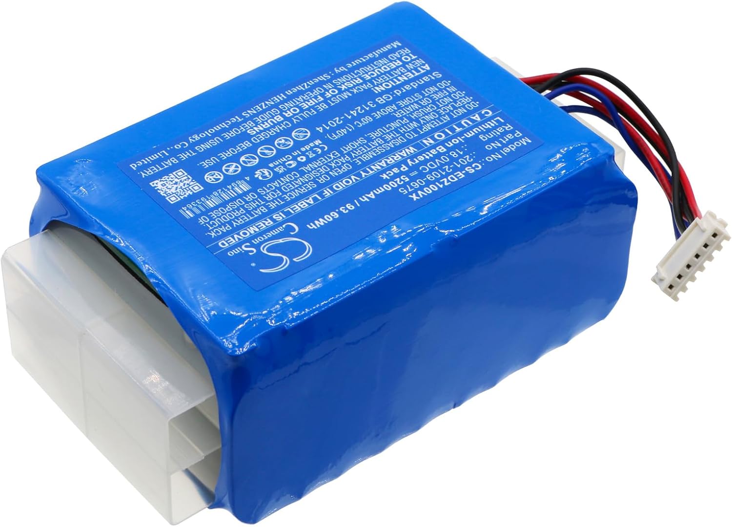 Cameron Sino Battery for Ecovacs Airbot Z1, AZ1 PN:Ecovacs 201-2109-0675, S18-Li-180-5200 5200mAh / 93.60Wh