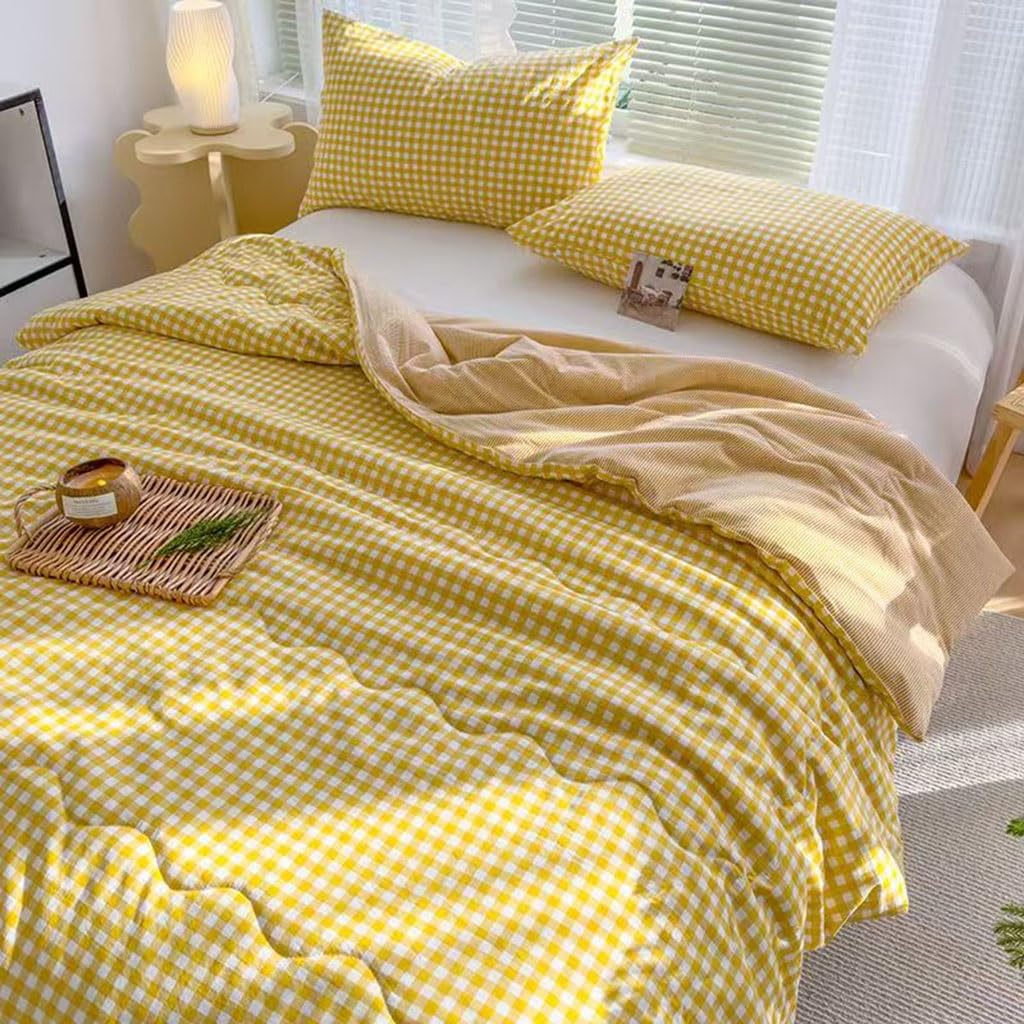 Bedspread Coverlets Patchwork Quilts Double/Set King Size Cotton Reversible Quilt,Lightweight and Breathable Super Soft Summer Quilt,Air Conditioning Quilt,Couch Blanket Bedding(H,150x200cm)