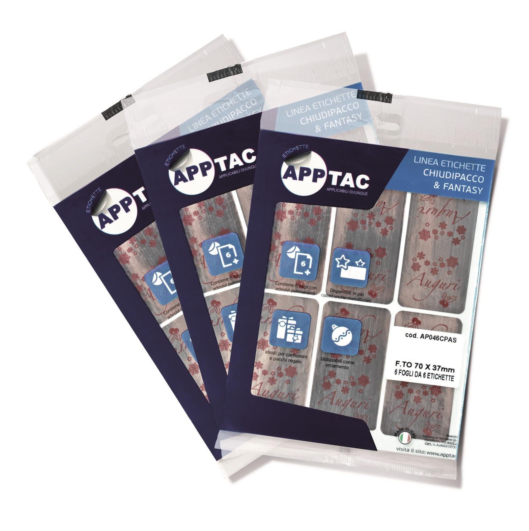 Alevar Pack of 6 Sheets Christmas Adhesive Labels with 6 Labels per Sheet, Size 70 x 37 mm, Silver Colour, Total 36 Pieces