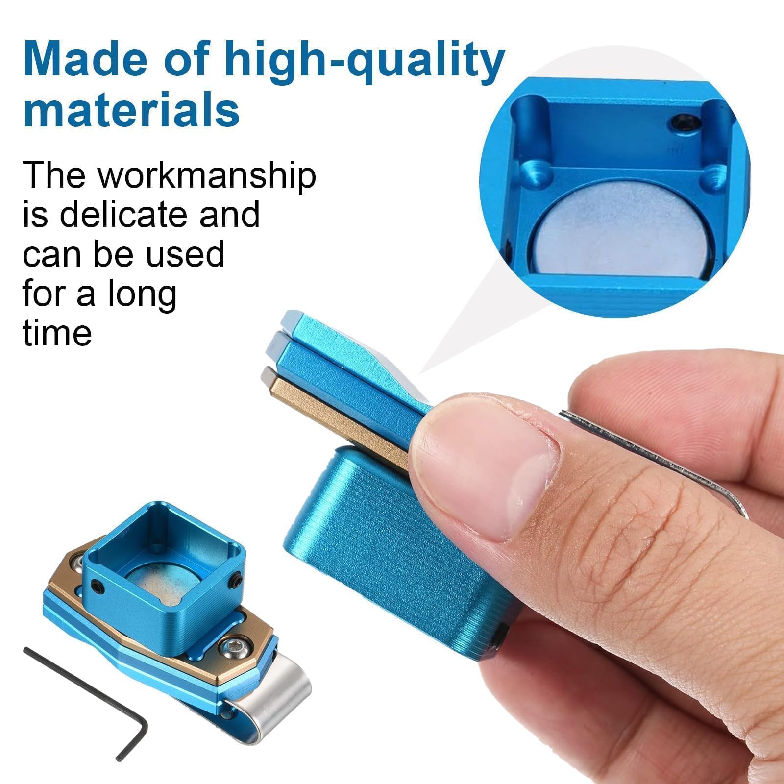 HARY Supporto magnetico per gessetti da biliardo, porta gessetti da biliardo blu, in lega di alluminio, con clip per cintura, resistente, per stecca da biliardo e accessori sportivi