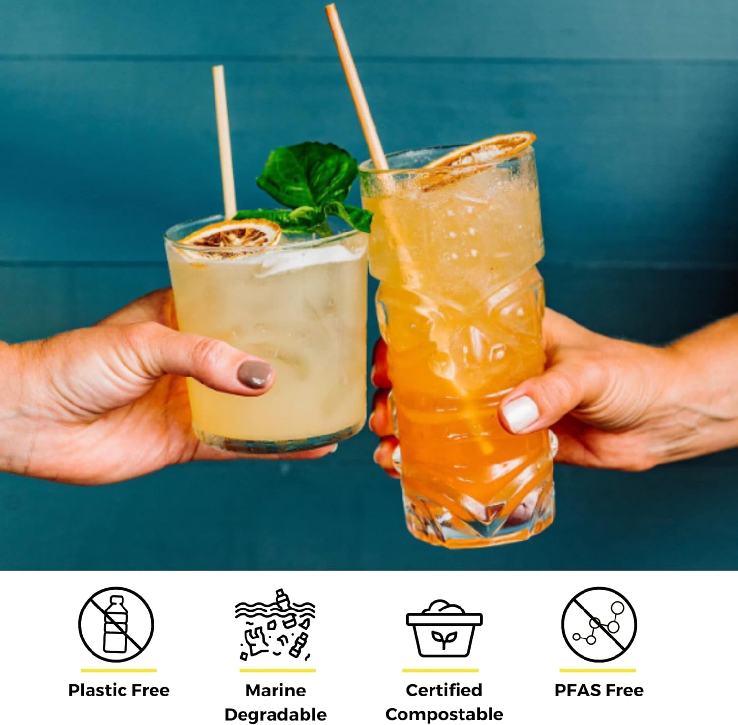 Premium Tall Wheat Stem Straws | 12000ct. | 7.75" | 100% Biodegradable, 100% Plant-Based, Never Soggy, Gluten-Free | Sustainable Alternative to Plastic & Bioplastic Straws