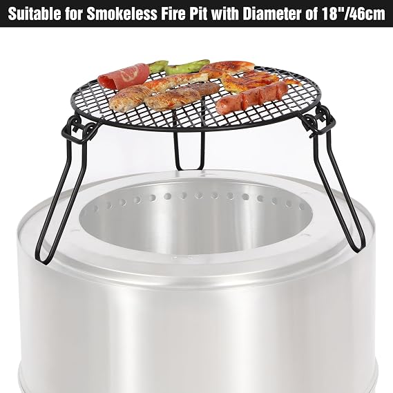 REDCAMP Folding Campfire Grill Grate Top for Solo Stove Bonfire, Portable Iron Campfire Tripod with Steel Grill for Bonfire Fire Pit, Dutch Oven, Open Fire Tripod Grill with Legs, Diameter: 18