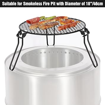 REDCAMP Folding Campfire Grill Grate Top for Solo Stove Bonfire, Portable Iron Campfire Tripod with Steel Grill for Bonfire Fire Pit, Dutch Oven, Open Fire Tripod Grill with Legs, Diameter: 18