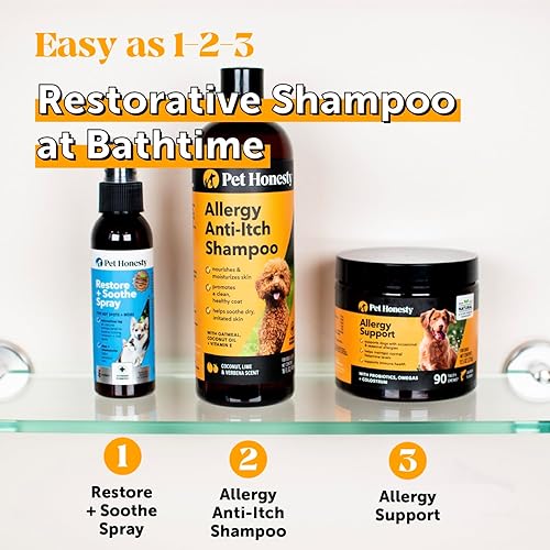 Miniatura 4 de Champú para aliviar la alergia de perros y gatos, suplemento para la piel y el pelaje del perro, soporte para la picazón para perros, aceite de coco