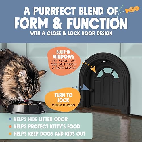 Miniatura 3 de Puerta interior para gatos Meow Manor, sin solapa, puerta interior para gatos de hasta 20 libras, fácil instalación de bricolaje, instalación segura