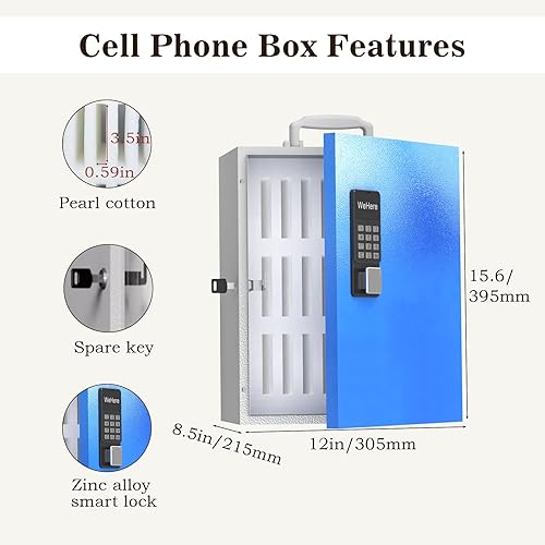 Miniatura 5 de WeHere 36 ranuras para teléfono celular con bloqueo inteligente, caja de almacenamiento portátil para teléfono para aula, escuela, teléfono de
