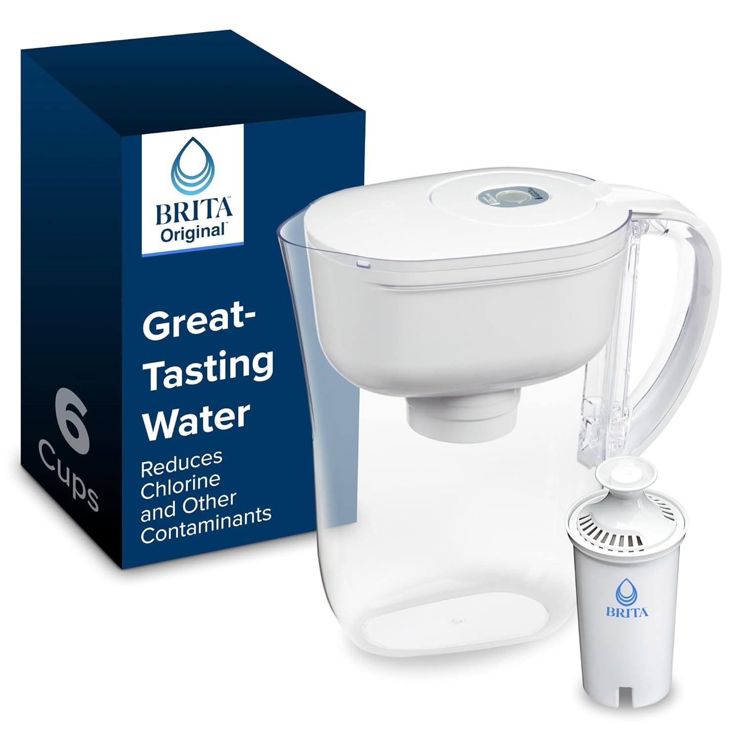 Brita Metro Water Filter Pitcher with SmartLight Change Indicator, BPA-Free, Replaces 1,800 Plastic 