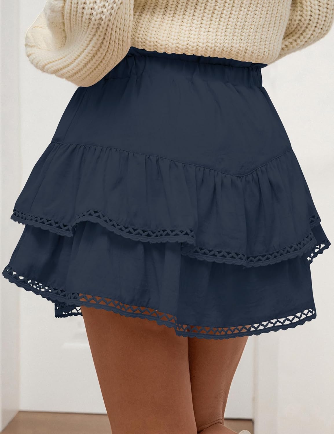 LOMON Flowy Skorts for Women Ruffle Tiered Skorts High Waist Mini Skirts Tennis Golf Crochet Casual Shorts - Image 3