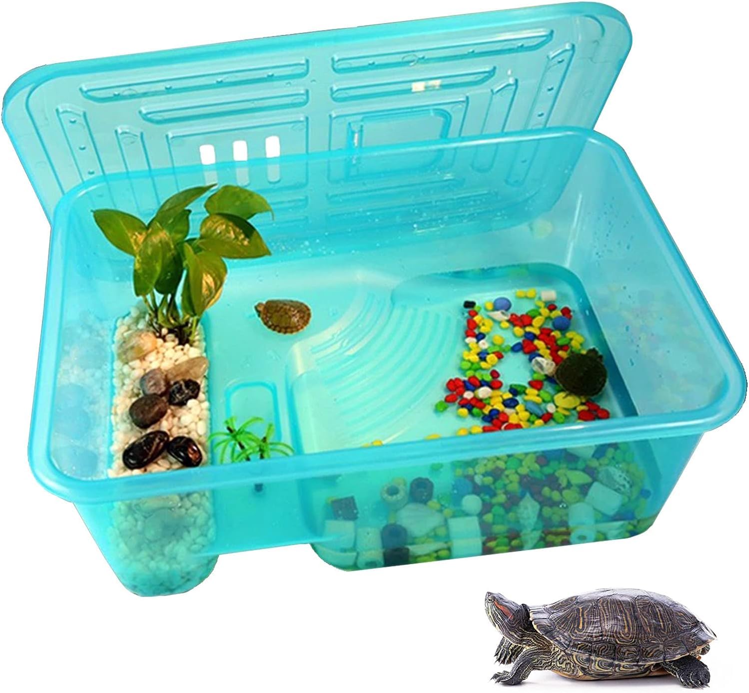 See full amazon price history chart for Rizopets Turtle Aquarium Tank with Lid, Multifunctional Reptile Breeding Box with Terrapin Lake, Hibernation, Swimming, Basking, Feeding, Platform for Tortoise, Crayfish & Crab (Medium) Rizopets Turtle Aquarium Tank with Lid, Multifunctional Reptile Breeding Box with Terrapin Lake, Hibernation, Swimming, Basking, Feeding, Platform for Tortoise, Crayfish & Crab (Medium) (B0D7T1GLH2) Amazon Price History, Amazon Price Tracker