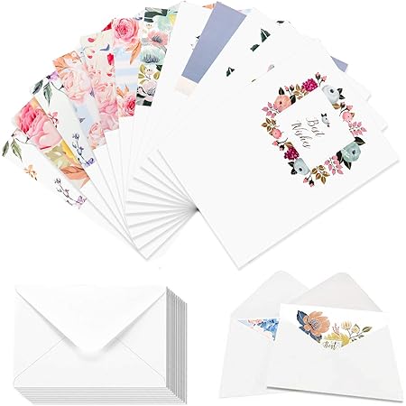 Amazon グリーティングカード Casebuy メッセージカード おしゃれ 花 寄せ書き 結婚祝い 封筒と封印シール付き はがきサイズ 12枚入り ポストカード 絵柄付はがき 文房具 オフィス用品