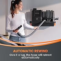 Vista 2 de Giraffe Tools Grandstorm Retractable Vacuum with 30 FT Hose Anti-Kink, Wall-Mounted Vacuum Cleaner with 6 Nozzles for Garage Detailing Remote