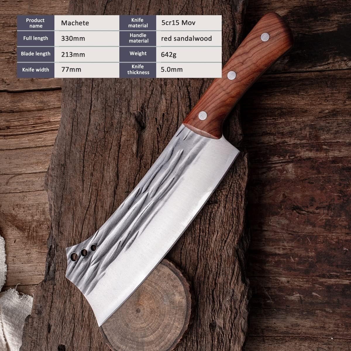Meat Cleaver Knife, 8.5inch Butcher Knife Bone Crusher Cleaver Chef Kitchen High Carbon Stainless Steel Kitchen Knife Wooden Handle Hand Forged Machete