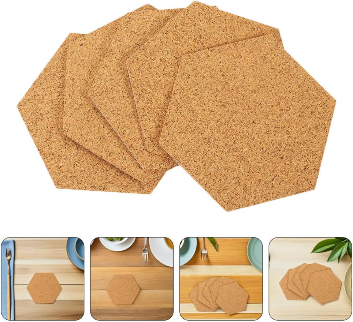 120pcs Hexagon Self Adhesive Cork Pads 2mm Thick with Singlesided Backing for Crafting and Writing Adjustable Cutting Peel and Stick Cork Board Tiles