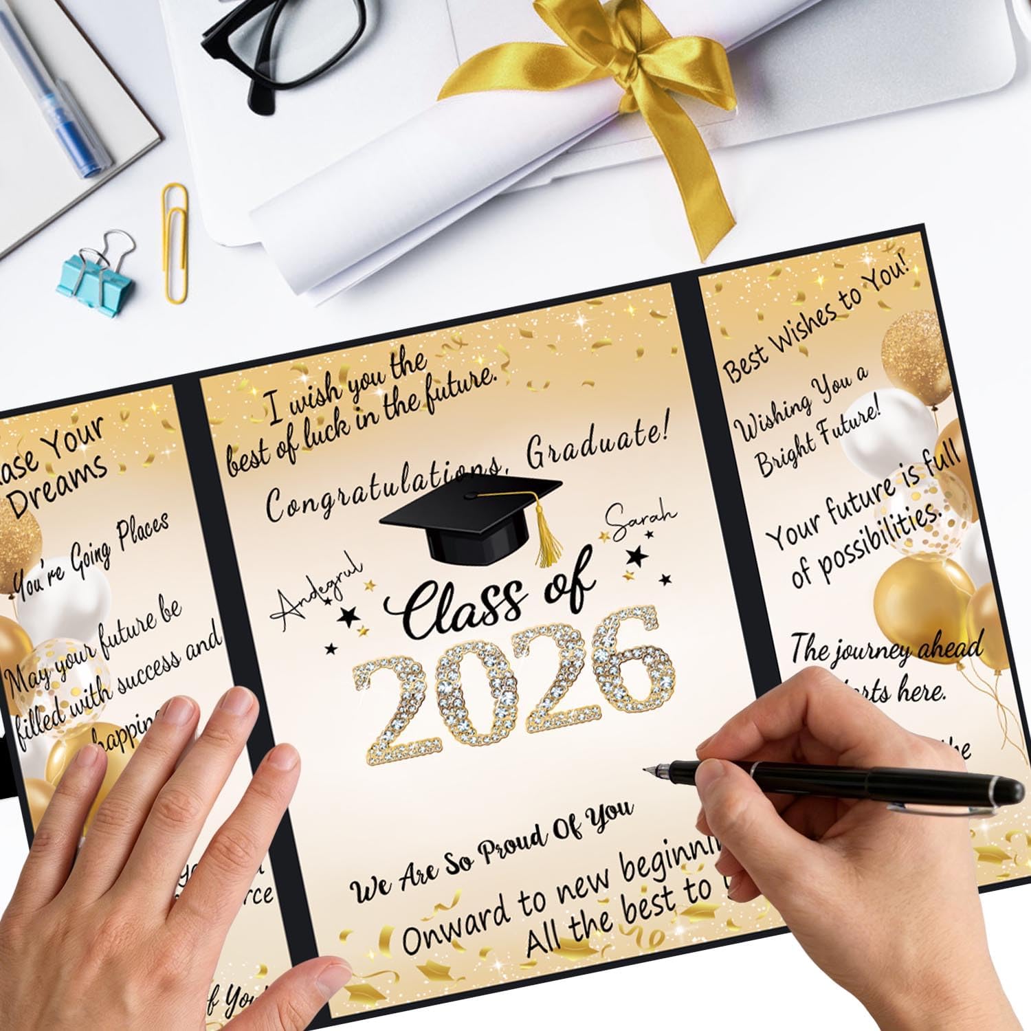 Graduation Guest Book 2026, Black and Gold Graduation Decorations Class of 2026, Graduation Signature Book, Congrats Grad Guest Book for Graduation Party, Unique Graduation Gifts for Her Him - Image 4