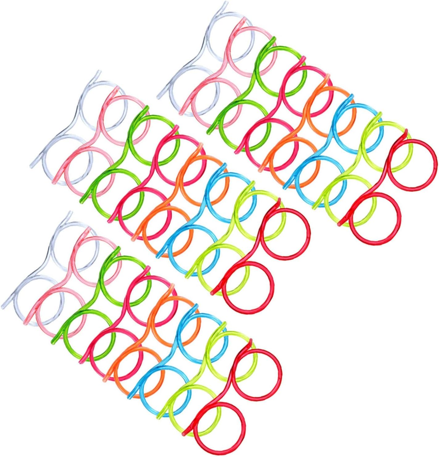 Pack Creative Glasses Straws Reusable Bendable Plastic for Parties Unique Design Easy to Carry Random