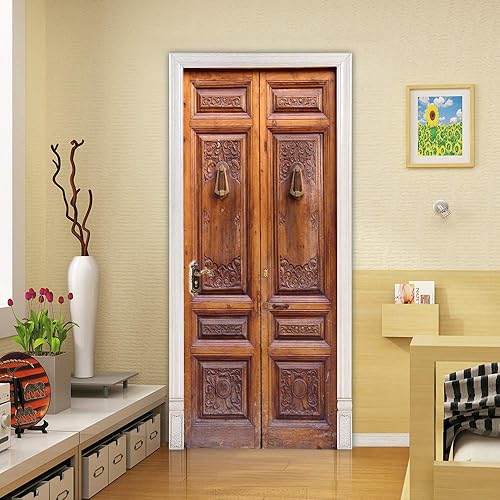 Adhesivos 3D para puerta, murales para despegar y pegar, puerta de madera, papel tapiz autoadhesivo, extraíble, PVC, impermeable, póster para