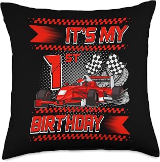 It's My 1st Birthday Race Car Party Outfit 1 Year Old Boys Throw Pillow