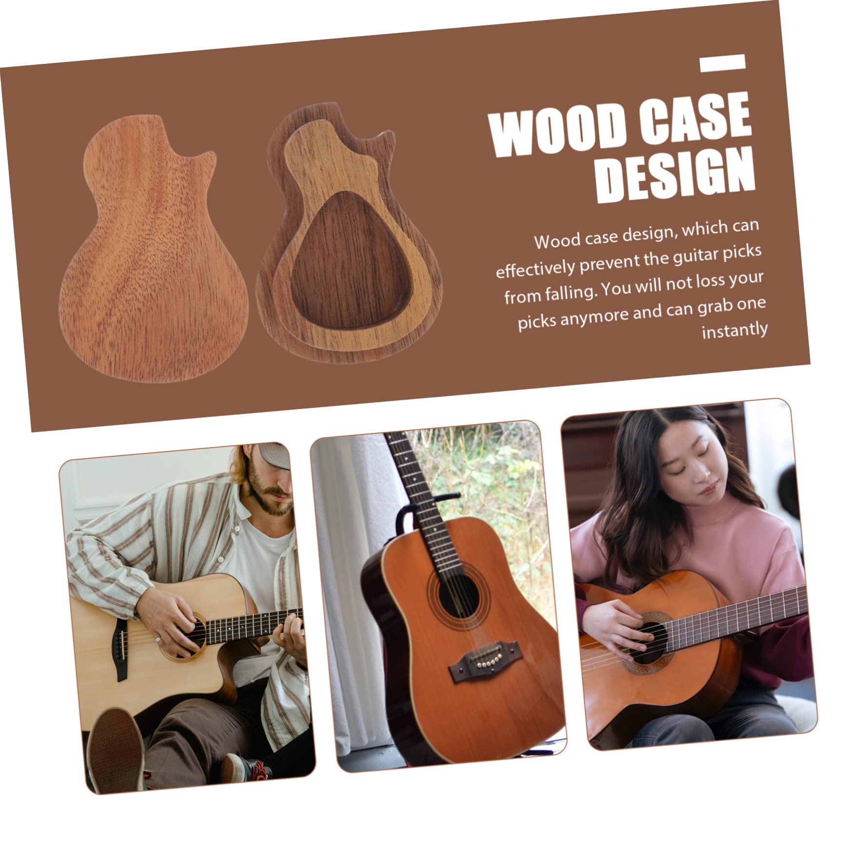 Toddmomy Wooden Guitar Pick Storage Box Plectrum Holder for Guitar Ukulele Bass Compact and Durable Design present for Music Lovers and Guitar Enthusiasts