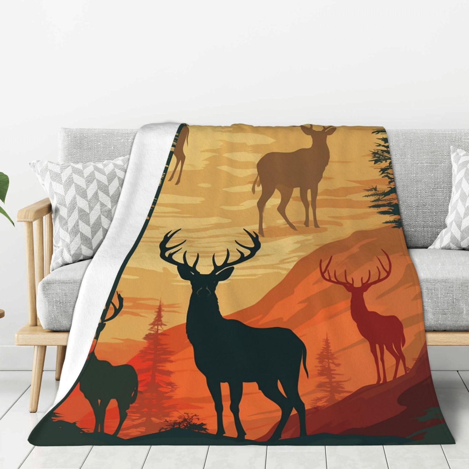 Deer Show Throw Blanket Plush Flannel Fleece Blanket, Soft Lightweight Cozy Blankets 40"X30" for Bed Couch Sofa Travel