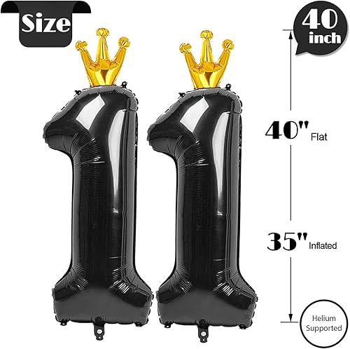 Miniatura 4 de Globo negro con número 11 de 40 pulgadas, globo con número 11, decoraciones negras para el cumpleaños número 11, proveedores de fiesta para niños y