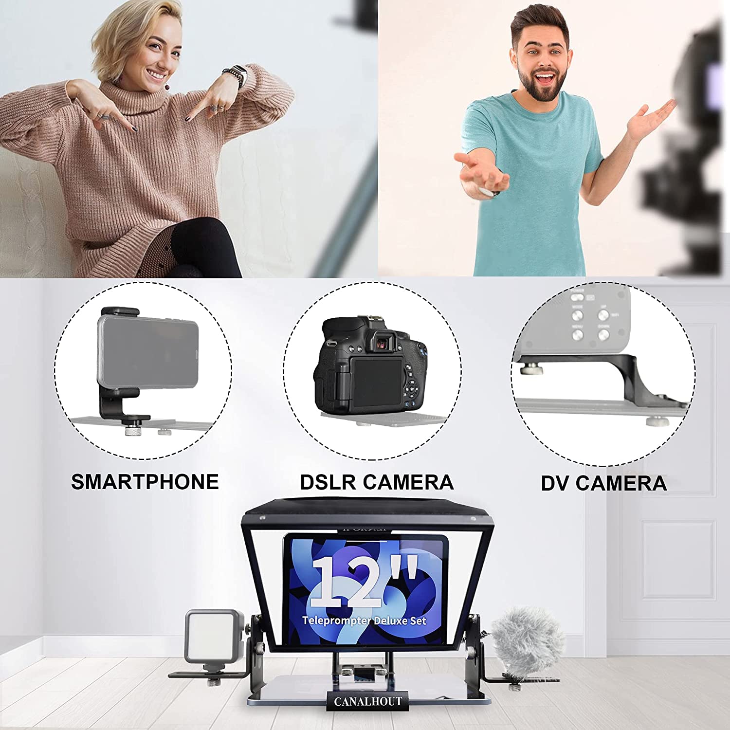 Amazon | ToucLait 12インチ テレプロンプターキット デジタル一眼レフ