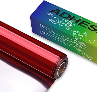 HTVRONT Red Chrome Permanent Vinyl - 12" x 10FT Mirror Metallic Red Permanent Adhesive Vinyl Compatible with Cricut Cutting Machine - Easy to Weed & Transfer