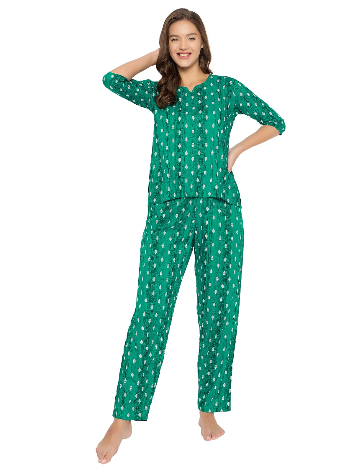 clovia Women's Rayon Printed Top & Pyjama Set-picture-48