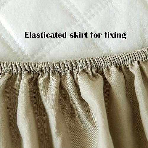 Miniatura 5 de Funda protectora de colchón impermeable color caqui, sábana bajera acolchada con bolsillo profundo, para niños, adultos, ancianos (caqui,