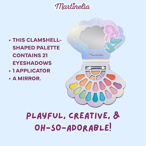 Miniatura 3 de Martinelia Let's Be Mermaids Paleta de conchas  Kit de maquillaje no tóxico para niños  Cosméticos lavables, juego de maquillaje de simulación para
