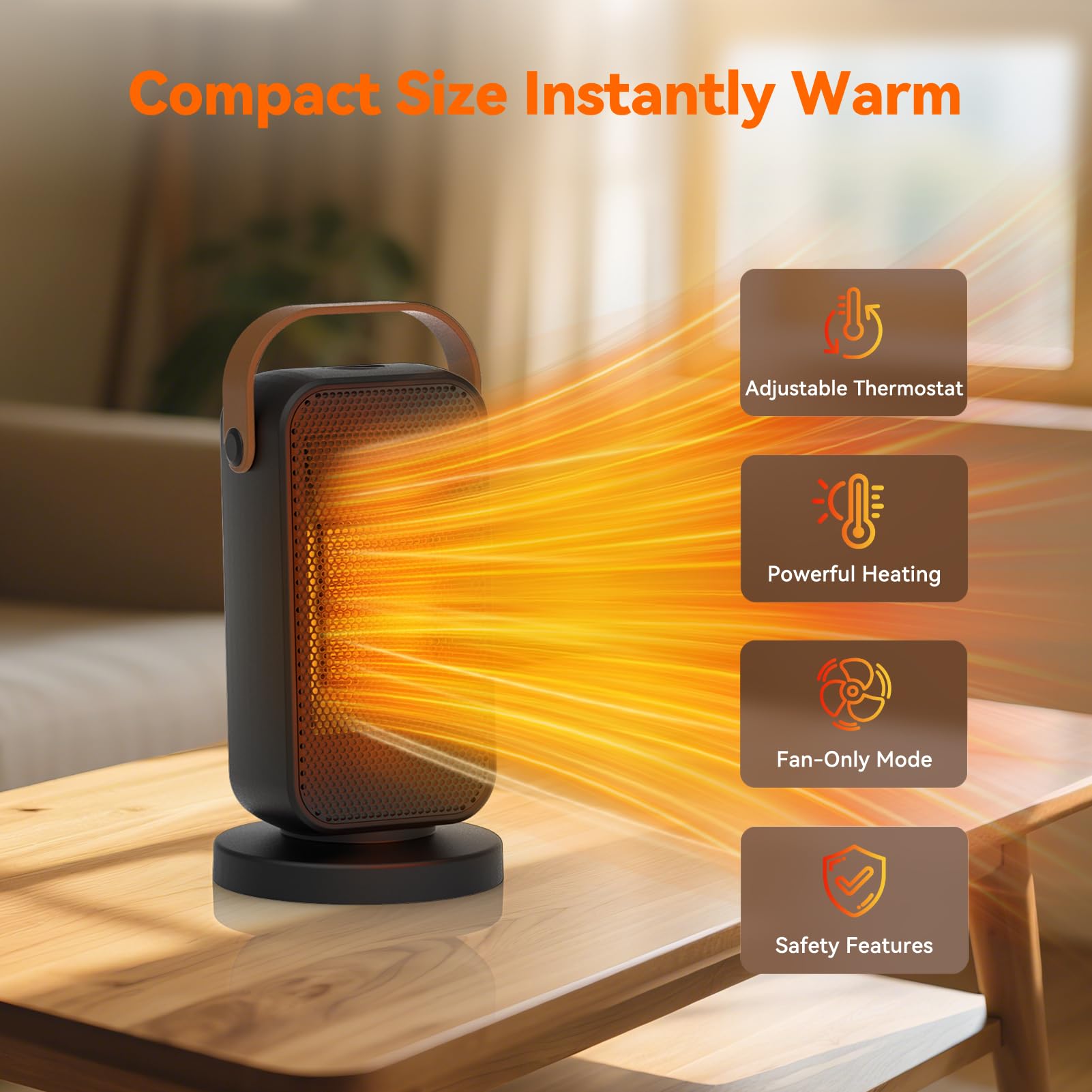 Termoventilatore Portatile, Fashioz Stufe Elettriche a Basso Consumo con 3 Livelli, Protezione Dal Surriscaldamento, Silenzioso Stufetta Elettrica Para Dormitorios, Salones Oficinas,Bagno 1200 W