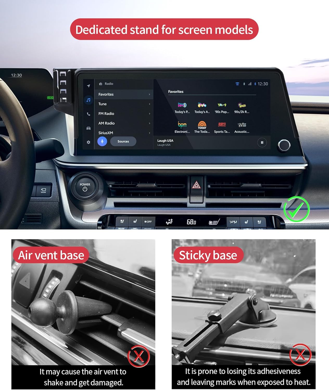 Wireless Charging car Phone Holder for Toyota Prius 2023-2026 Accessories 12.3 inch Screen Fixed Clip,360° Rotation car Phone Mount Compatible with MagSafe