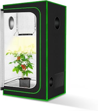 Small Grow Tent for Aerogarden,18x18x36 ,Hydroponics Growing System ,Highly Reflective 600D Diamond Mylar Canvas with Ventilation window and Floor Tray for Hydroponic Indoor Plant Growing
