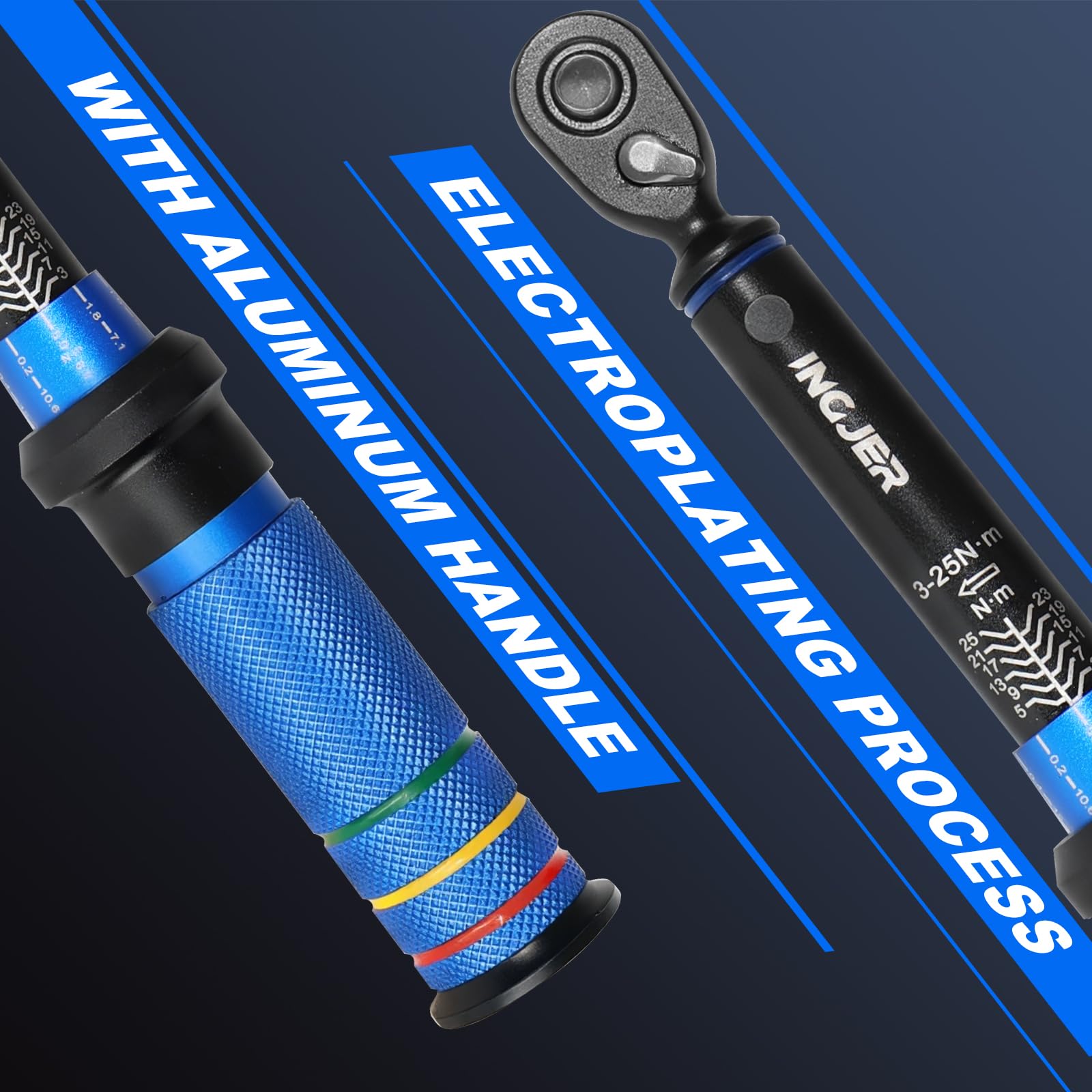 Drehmomentschlüssel Fahrrad, bicycle torque wrench 1/4 Zoll 15-teiliges Set, Drehmomentschlüssel Auto mit Inbussockel und Torx-Bits, Messbereich 3-25 Nm, inklusive Verlängerung,