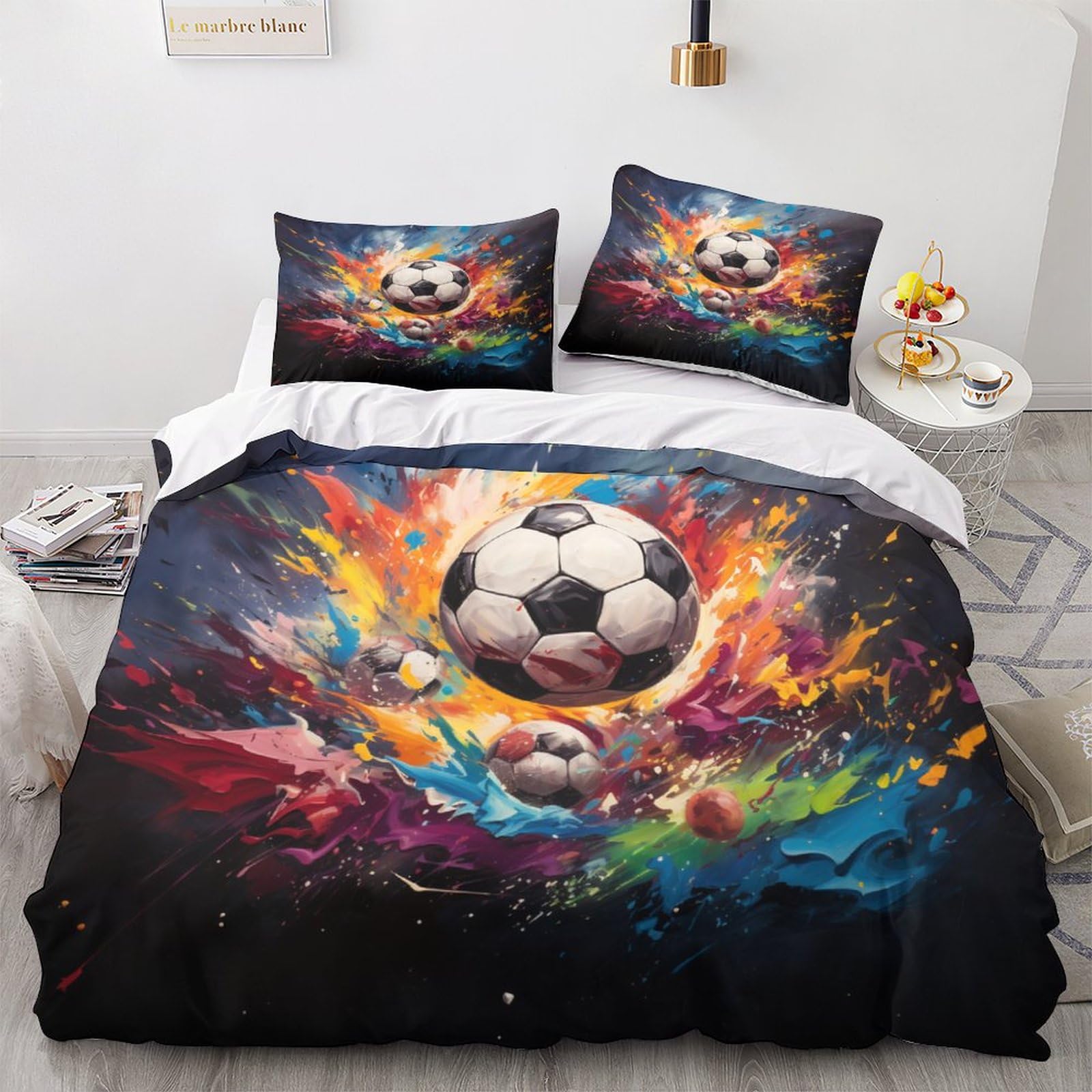 Housse de couette foot en microfibre 3D à fermeture éclair 200x200
