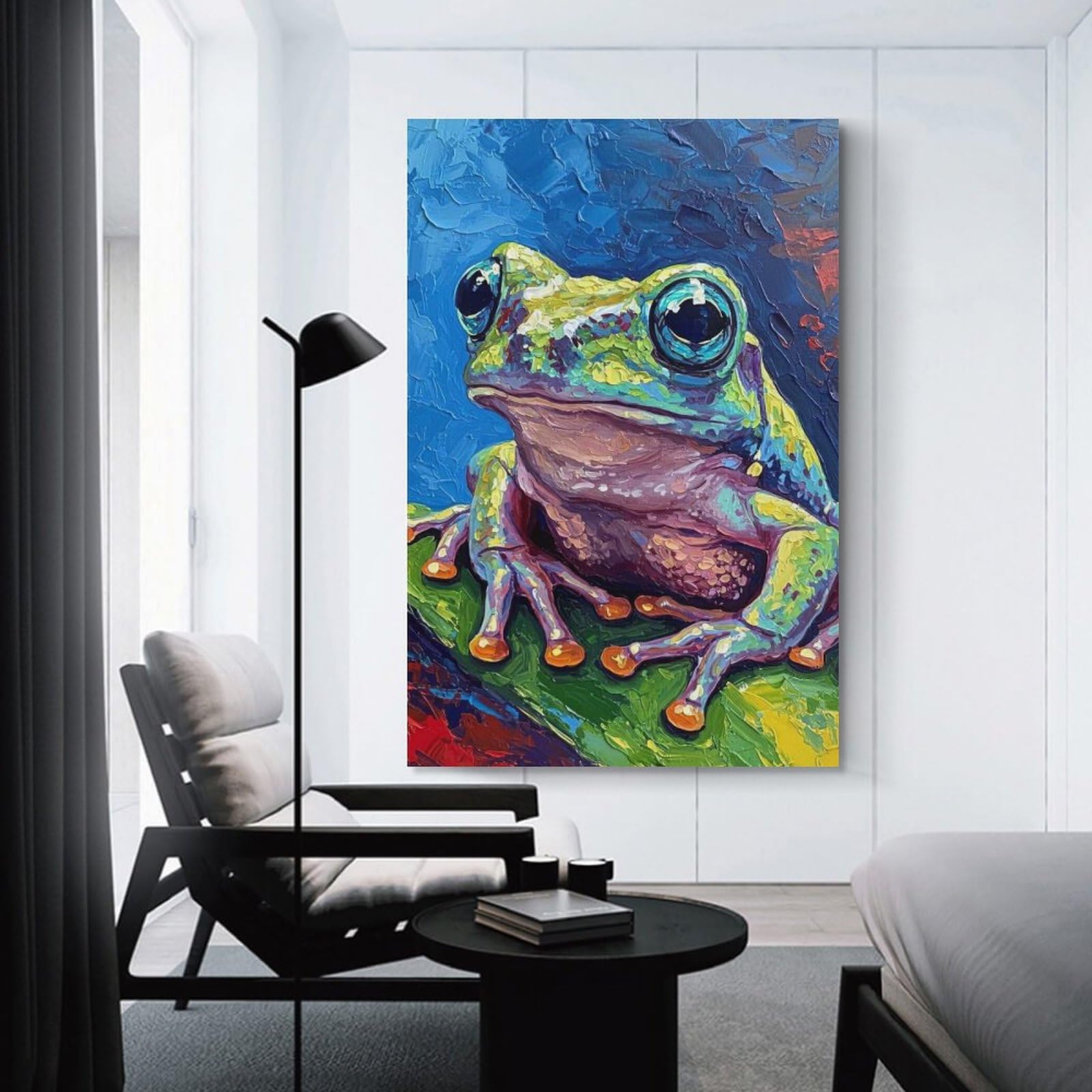 Junmoney Unframe-Style-17 Wall Picture Print Colorful Frog Painting, 08X12inch(20X30cm), For Feature Walls In Flats Or Modern Rooms, An Easy Match For Collected Prints